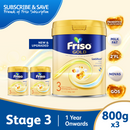 Friso Gold Stage 3 Growing-up Formula 800g - From 1-3 years (Subscription Bundle of 3)