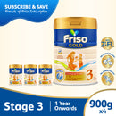 Friso Gold 3 Growing Up Milk with 2-FL 900g for Toddler 1+ years Milk Powder (Subscription Bundle of 4)